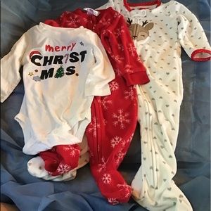 Baby Girls Christmas Onesies Set o 3